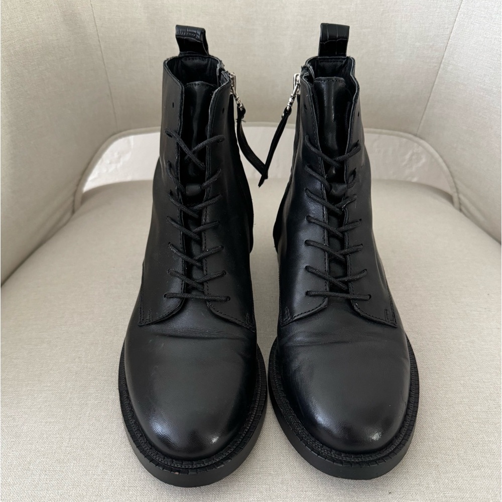 SAM EDELMAN Nina leather combat black lace-up boots women Size 6.5